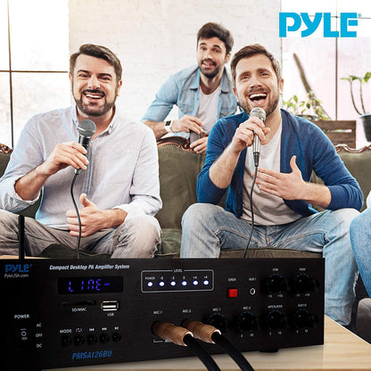 Pyle Bluetooth PA Public Address Speaker Microphone Digital Receiver Amplifier