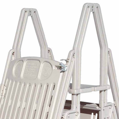 Vinyl Works GE Deluxe Adjustable A Frame Above Ground Pool Ladder w/ Gate, Taupe