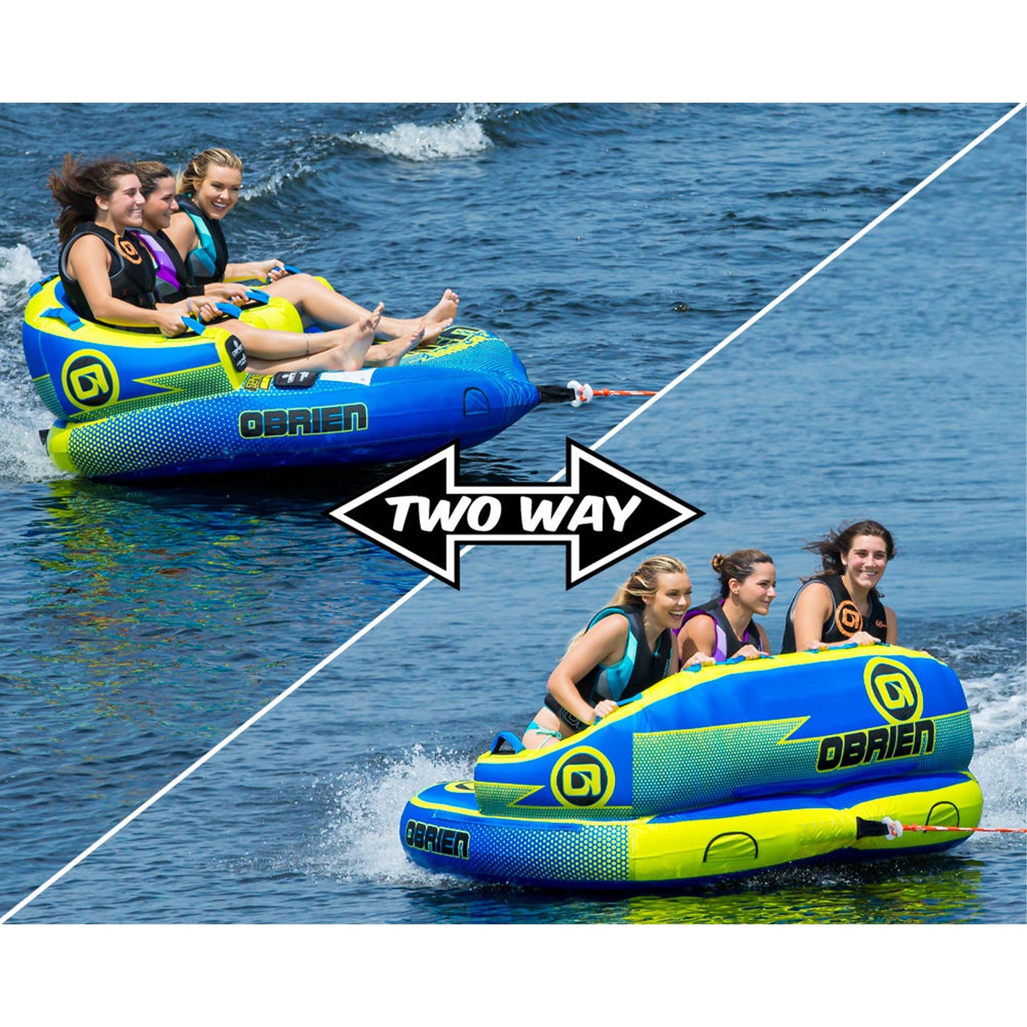 O'Brien Watersports Barca 3 Kickback Inflatable 3 Person Towable Boat Tube Raft