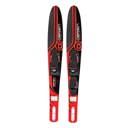 OBrien Vortex Combo 65.5 Inch Adult Mens Size 4.5-13 Wide Body Water Skis, Red