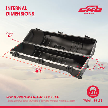 SKB Cases Deluxe ATA Hard Plastic Storage 2 Wheeled Cart Golf Bag Travel Case