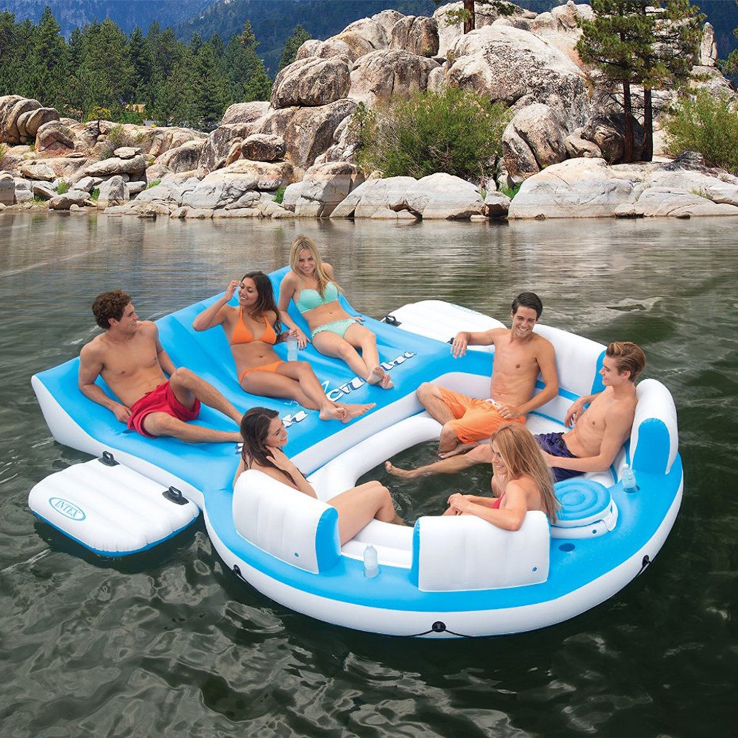 Intex 56299EP Inflatable Splash N Chill Lake and Pool Lounger for up to 7 Adults