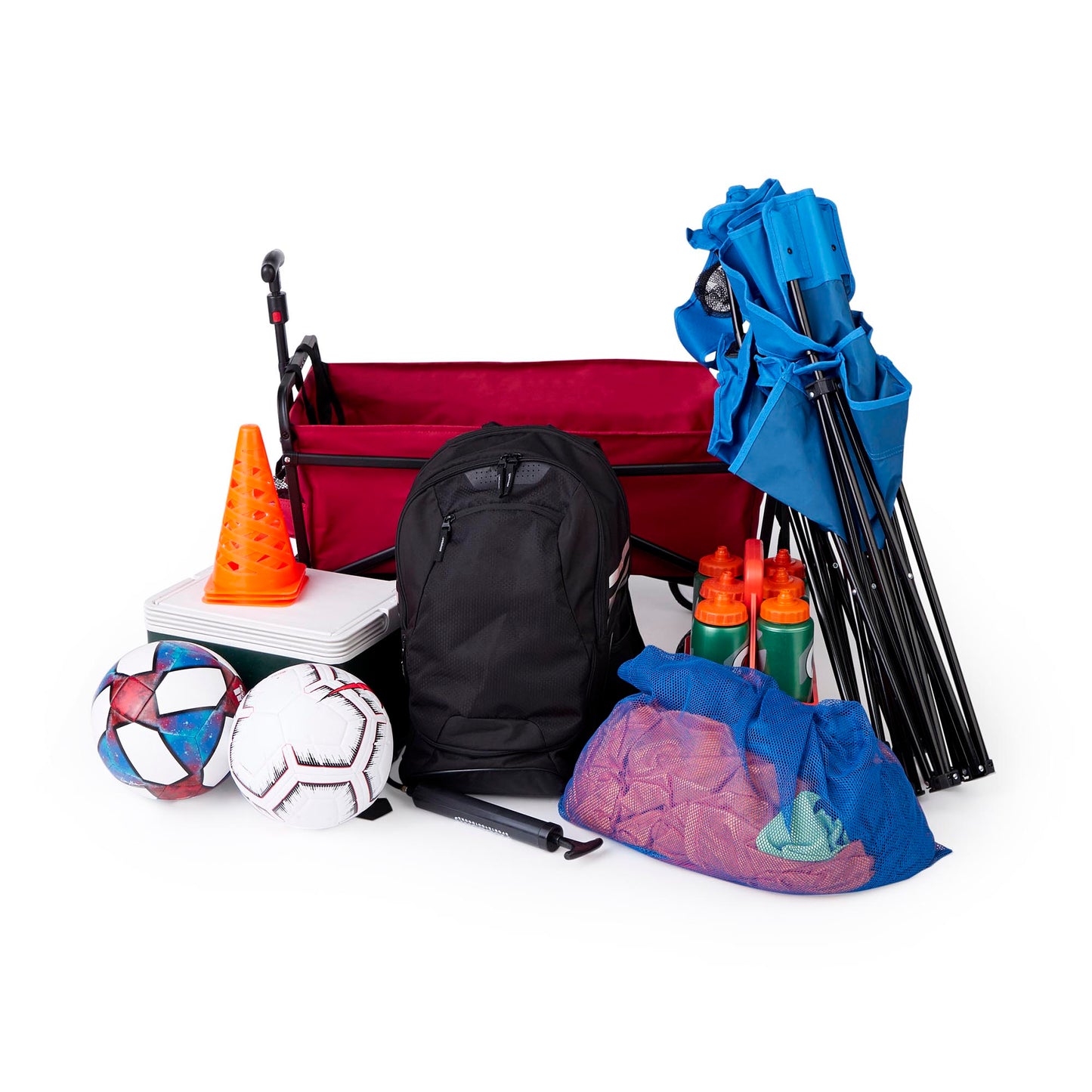 Seina Steel Collapsible Folding Outdoor Portable Utility Cart in Red (3 Pack)