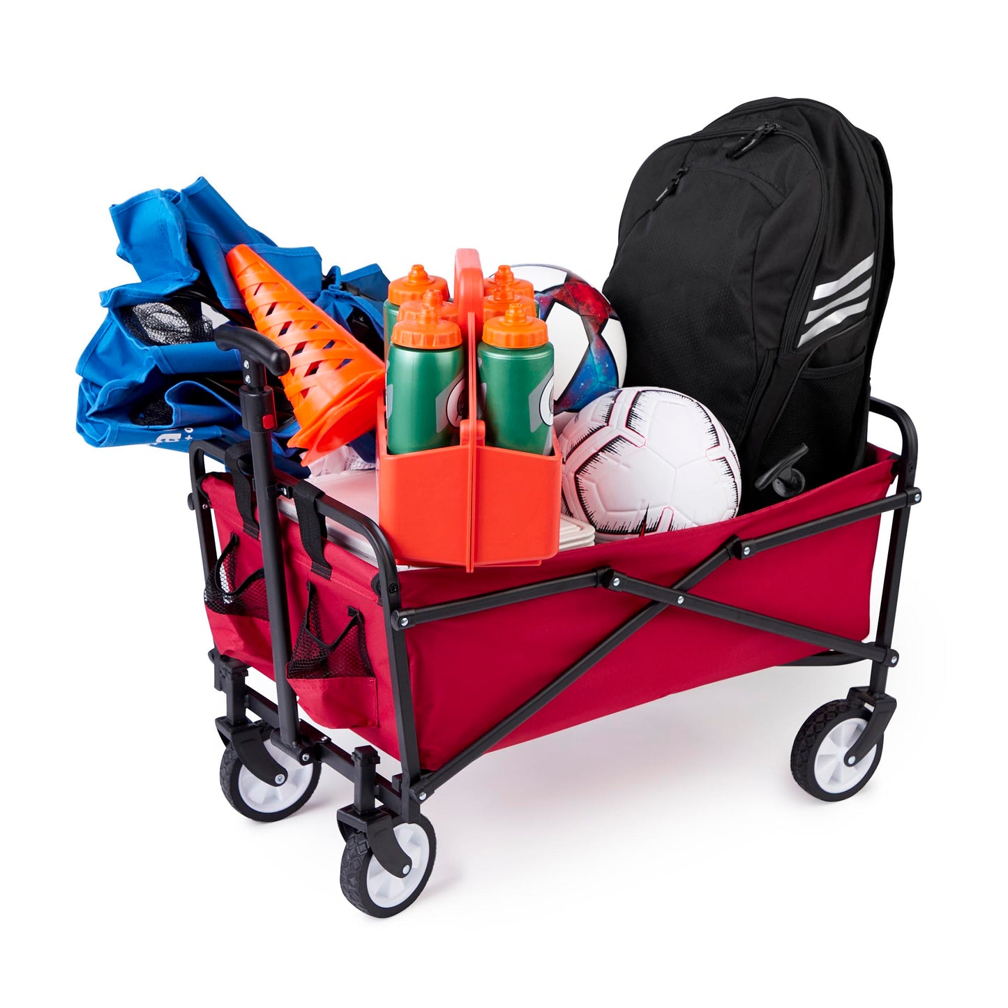 Seina Steel Collapsible Folding Outdoor Portable Utility Cart in Red (3 Pack)