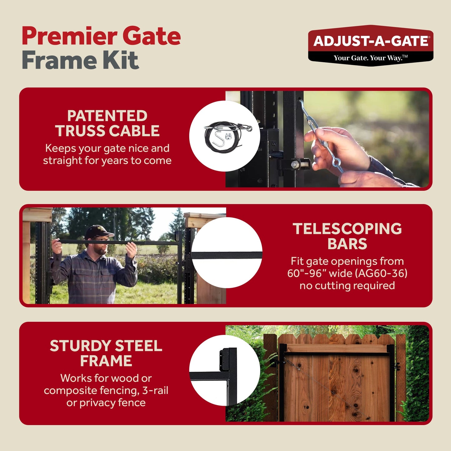 Steel Frame Gate Building Kit, 60-96 In Wide Opening 3-4 Feet High (Damaged)