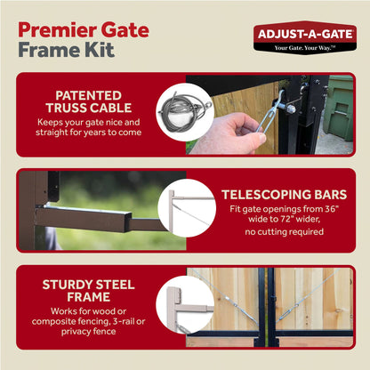 Adjust-A-Gate Steel Frame Gate Building Kit, 36"-72" Wide Up To 6' High (5 Pack)