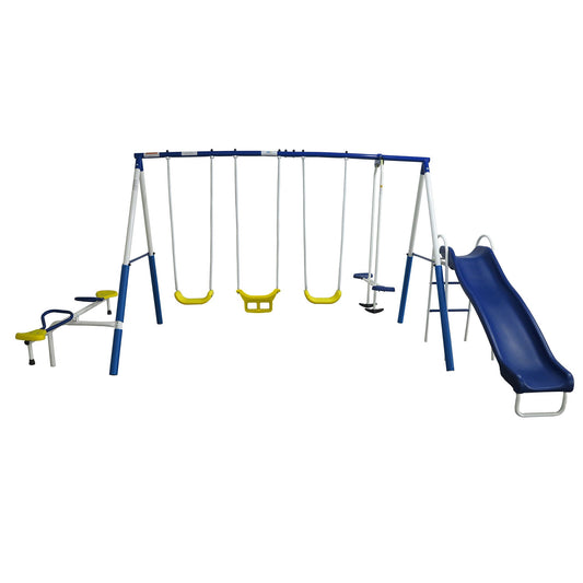 XDP Recreation Playground Galore Outdoor Swing Set with Glider, 3 Swings & Slide