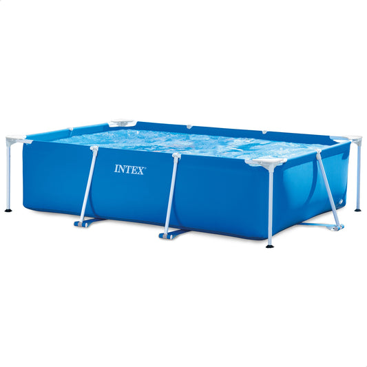 Intex 8.5ft x 26in Rectangular Frame Above Ground Backyard Swimming Pool, Blue