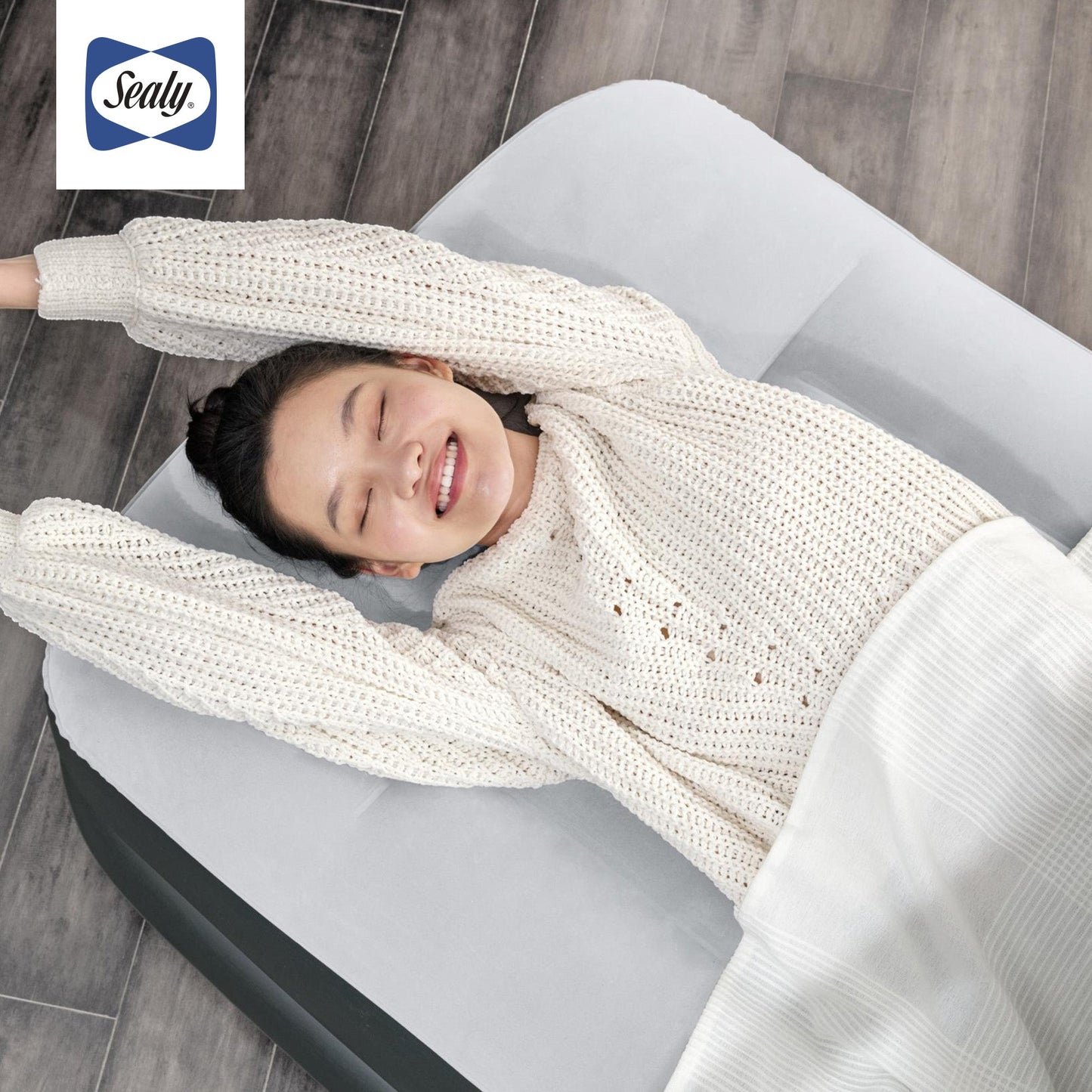 Sealy Tritech Twin Sized 16" Air Mattress Bed 2 Person w/Built-In AC Pump & Bag