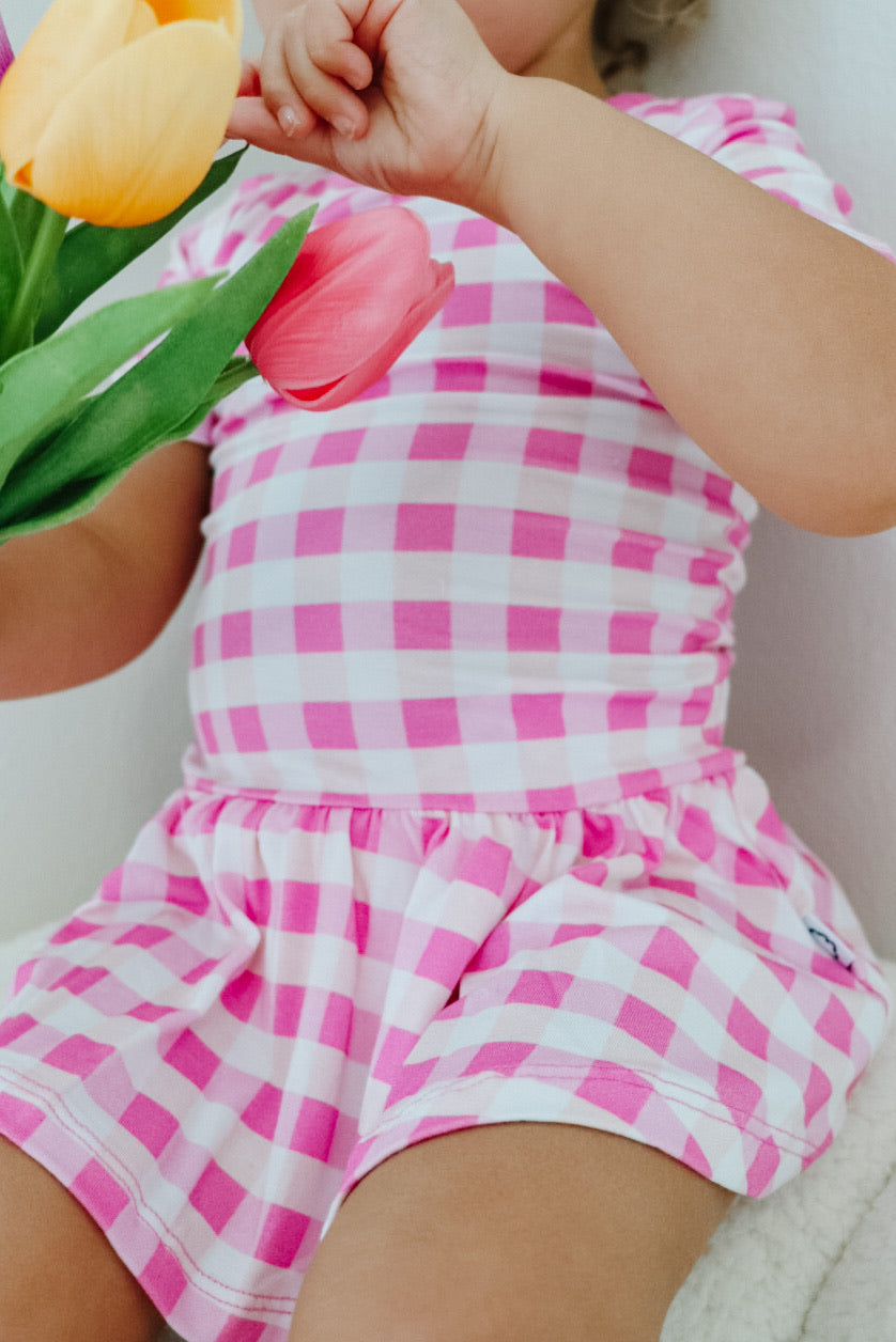 PINKNIC GINGHAM DREAM BODYSUIT DRESS