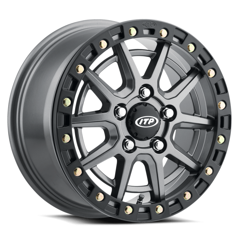 ITP SD10 Beadlock 15x7 / 5/4.5 BP / 6+1 Offset Grey w/ Black Ring Wheel