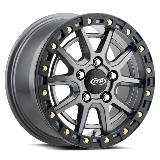 ITP SD10 Beadlock 15x7 / 5/4.5 BP / 6+1 Offset Grey w/ Black Ring Wheel