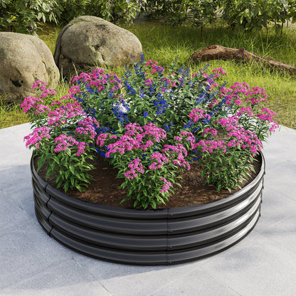 Round Metal Raised Garden Bed/Planter Box Ideal for Vegetables, Fruits, Flowers, and Herbs - Black