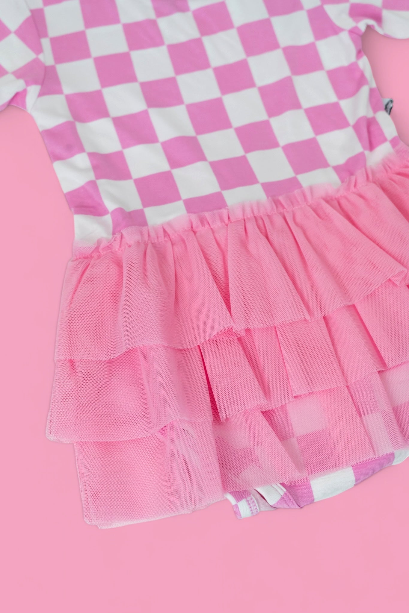 BUBBLEGUM CHECKERS DREAM TUTU BODYSUIT DRESS