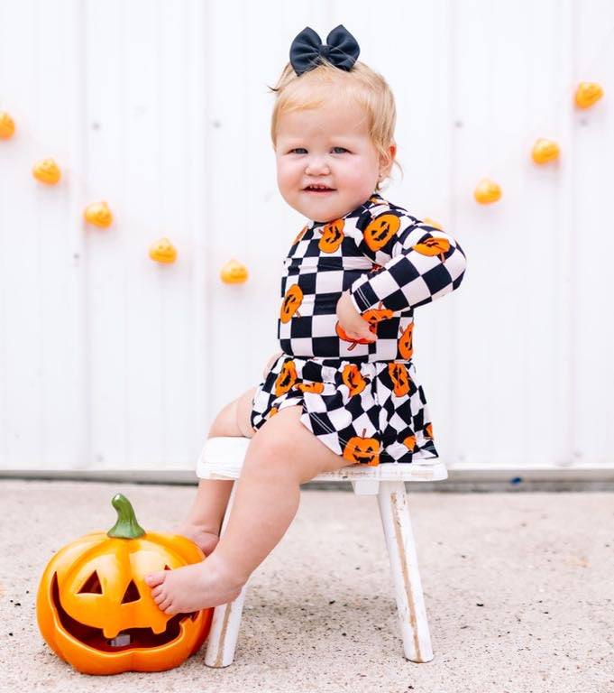 PUMPKIN CHECKMATE DREAM BODYSUIT DRESS