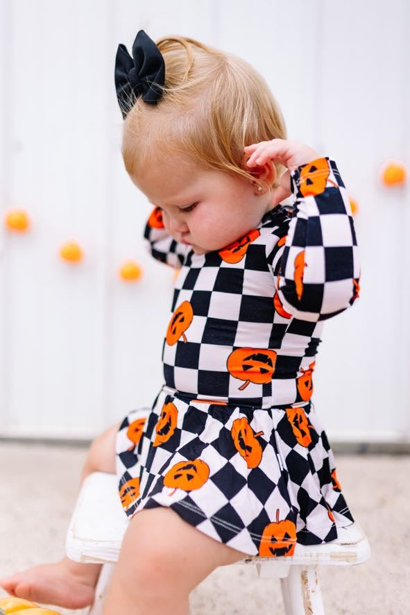 PUMPKIN CHECKMATE DREAM BODYSUIT DRESS