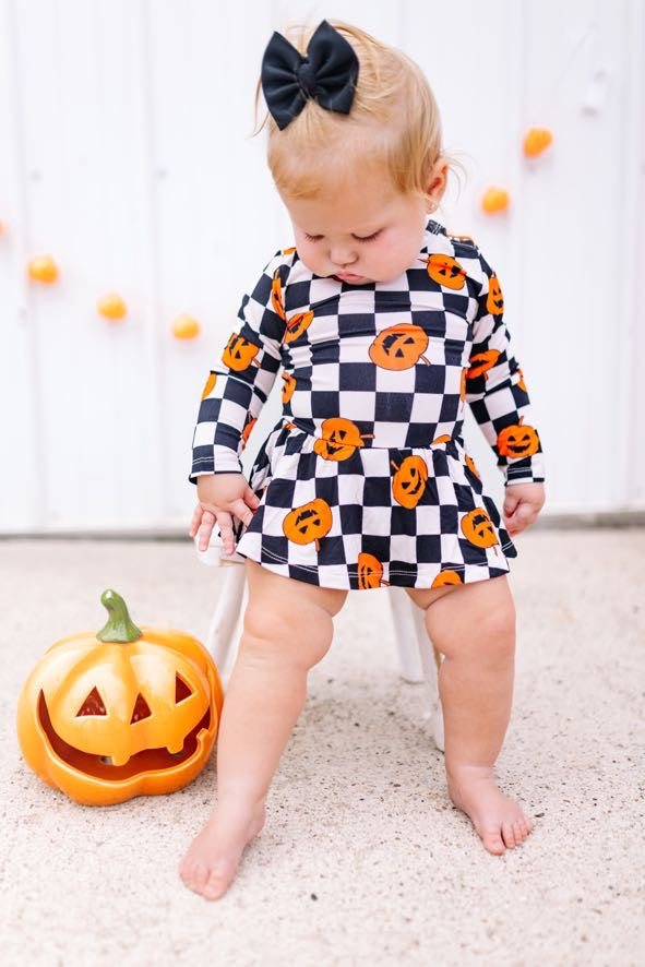 PUMPKIN CHECKMATE DREAM BODYSUIT DRESS