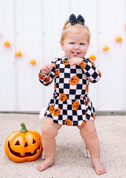 PUMPKIN CHECKMATE DREAM BODYSUIT DRESS