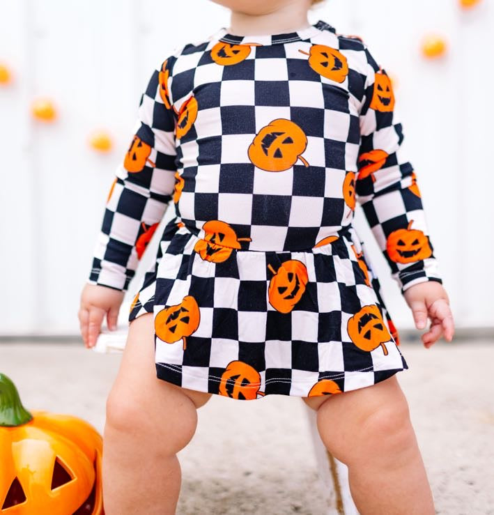 PUMPKIN CHECKMATE DREAM BODYSUIT DRESS