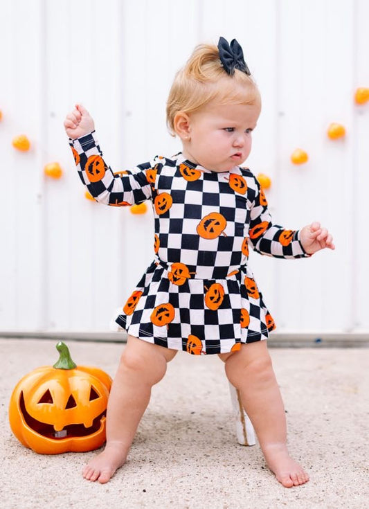 PUMPKIN CHECKMATE DREAM BODYSUIT DRESS