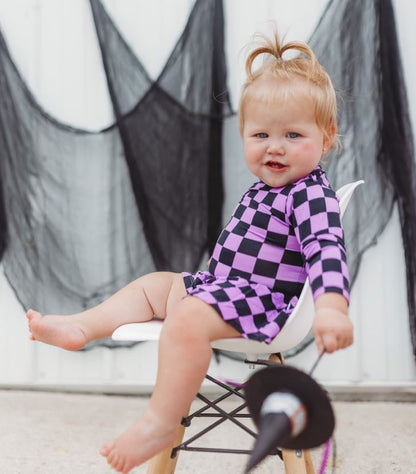 SPOOKY CHECKERS DREAM BODYSUIT DRESS