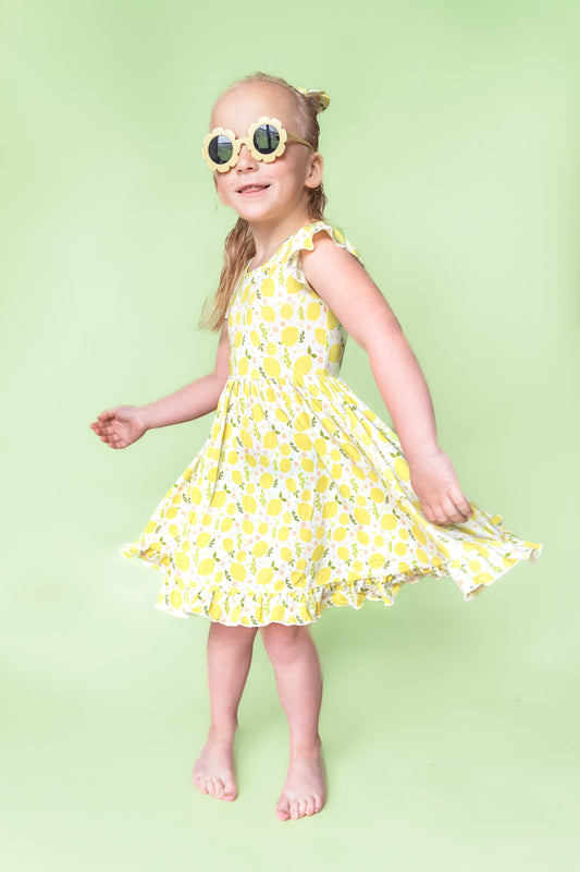 LEMON BLOSSOMS DREAM RUFFLE DRESS