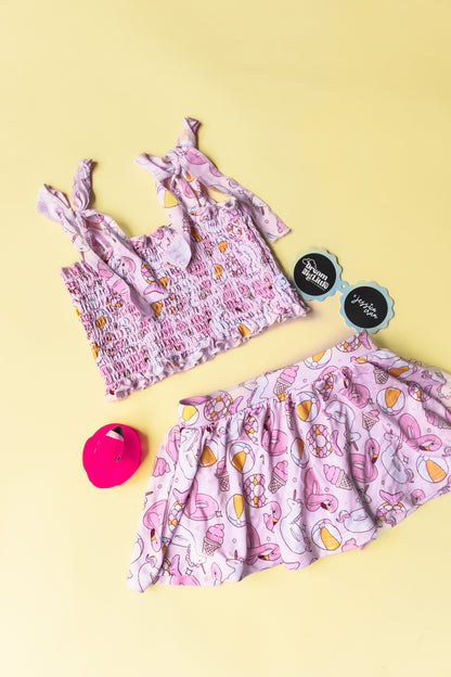 EXCLUSIVE GIRLS JUST WANNA HAVE SUN DREAM SMOCKED SKORT SET