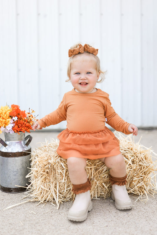 PUMPKIN RIB DREAM TUTU BODYSUIT DRESS