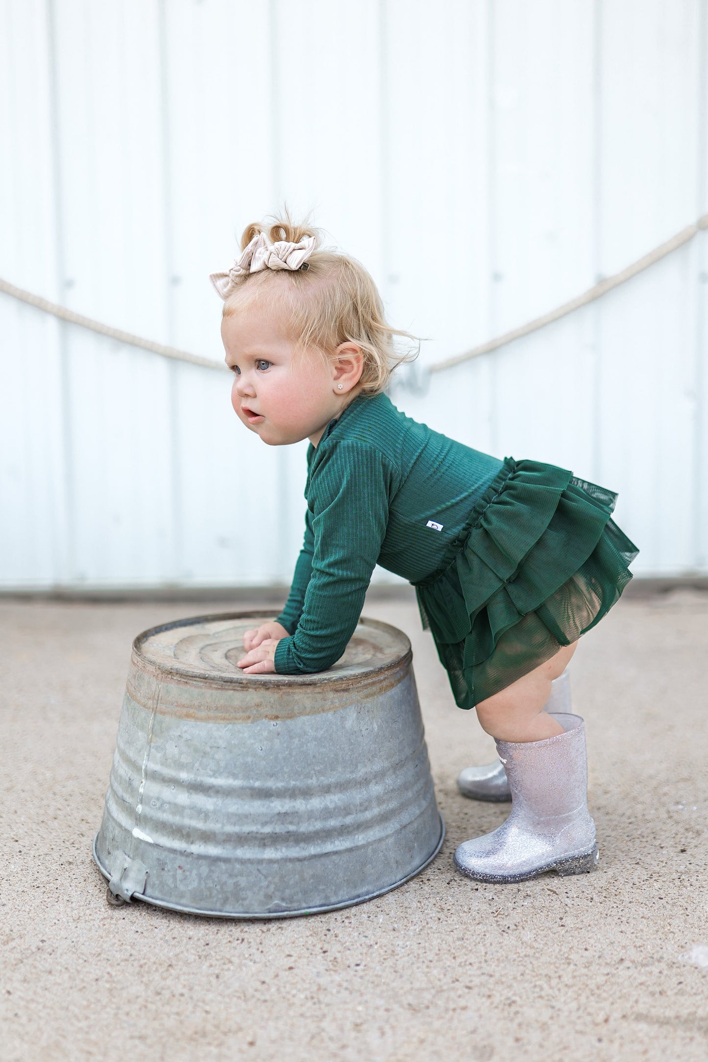 EVERGREEN RIB DREAM TUTU BODYSUIT DRESS