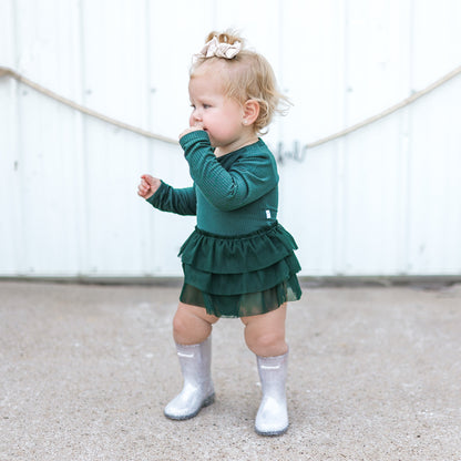 EVERGREEN RIB DREAM TUTU BODYSUIT DRESS