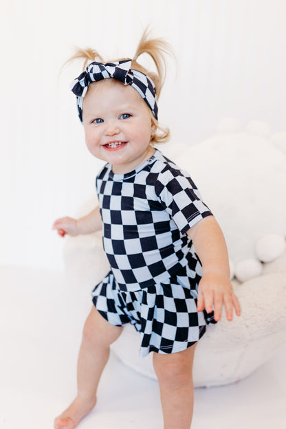 MIDNIGHT CHECKERS DREAM BODYSUIT DRESS