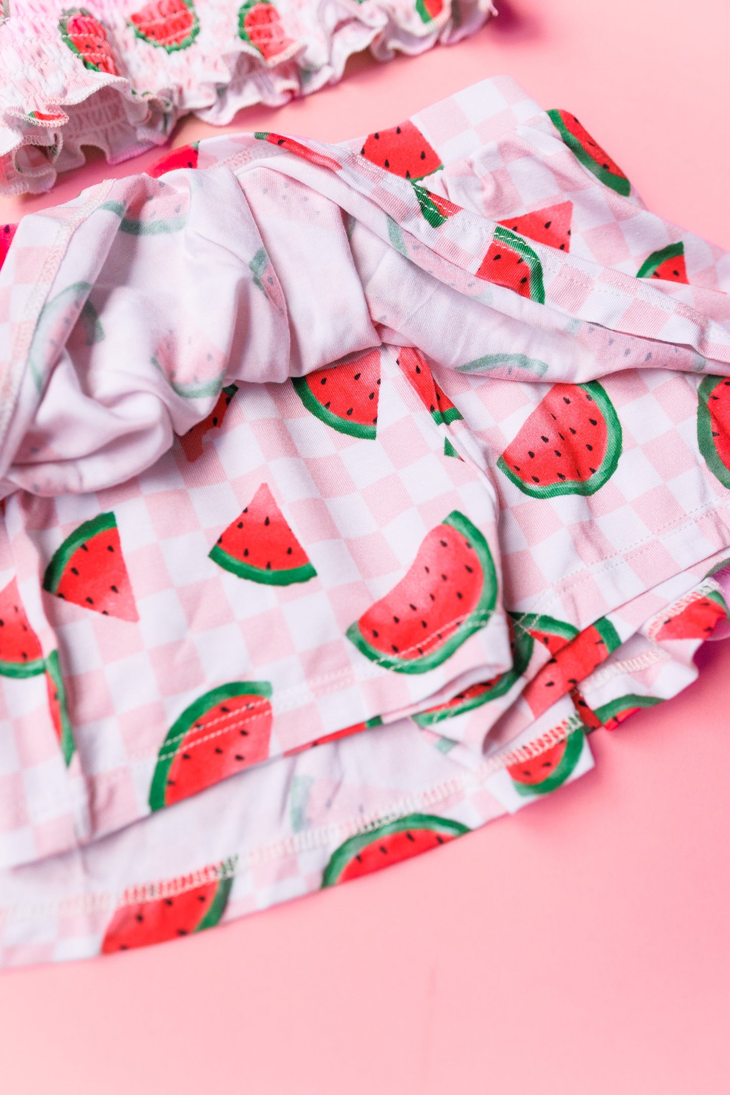 ONE IN A MELON CHECKERS DREAM SMOCKED SKORT SET