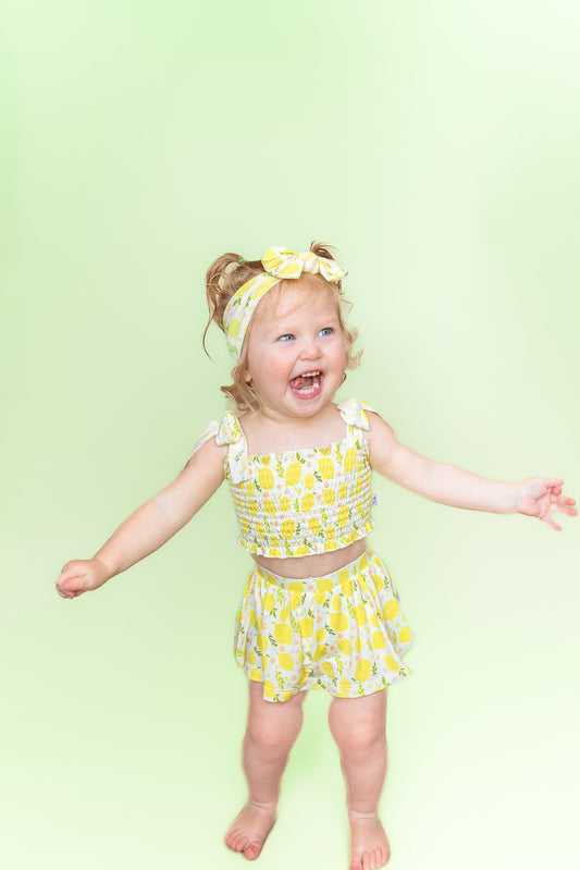 LEMON BLOSSOMS DREAM SMOCKED SKORT SET