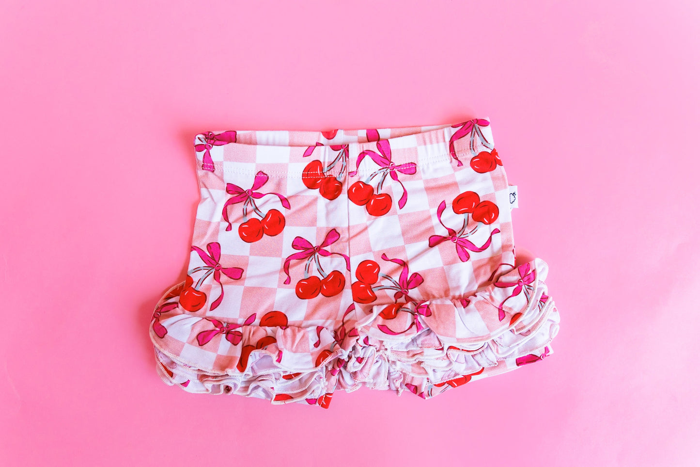 CHERRY SWEET CHECKERS DREAM RUFFLE SHORTS