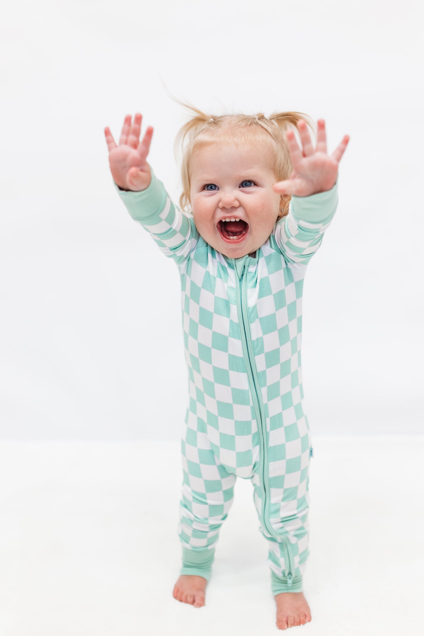 MINT CHECKERS DREAM ROMPER