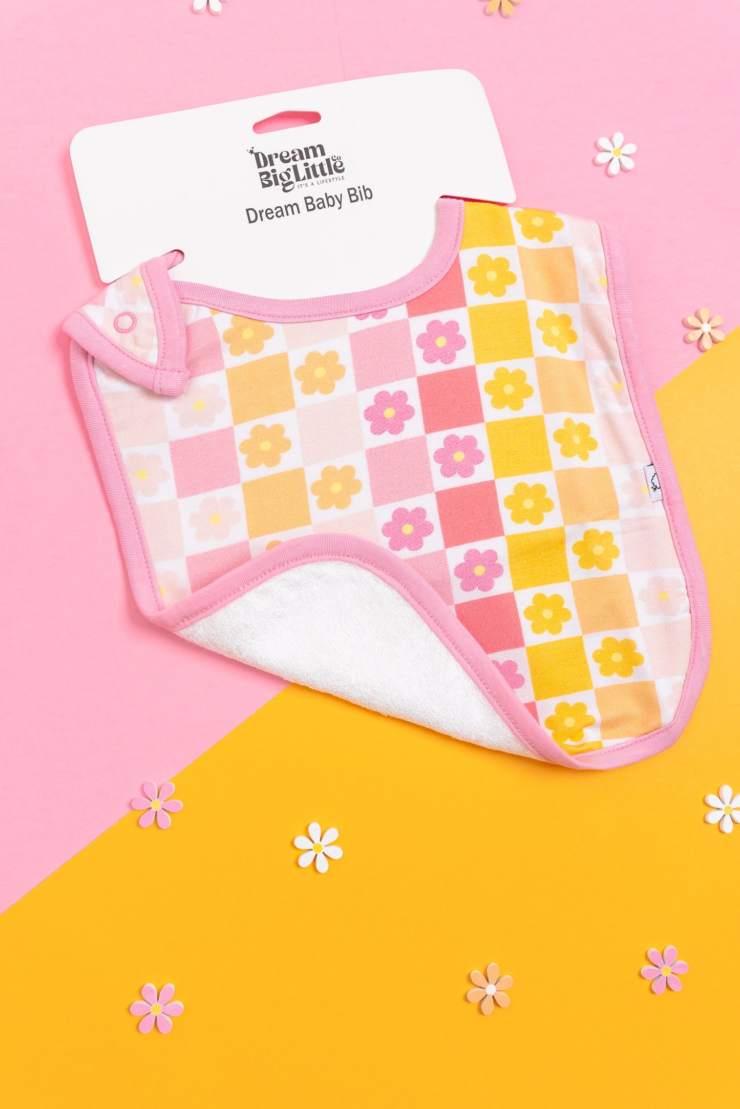 SUMMER SUNSET CHECKERS DREAM BABY BIB