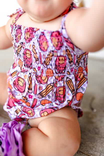 RULE THE SCHOOL SMOCKED BUBBLE ROMPER