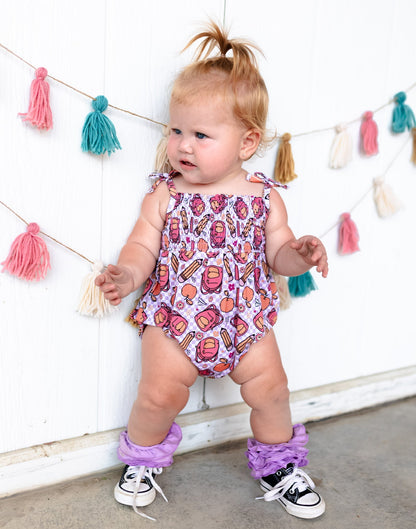 RULE THE SCHOOL SMOCKED BUBBLE ROMPER