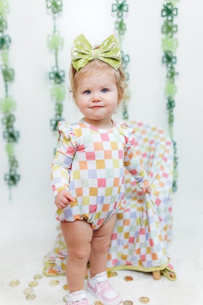 LUCKY CHARM CHECKS DREAM BUBBLE ROMPER