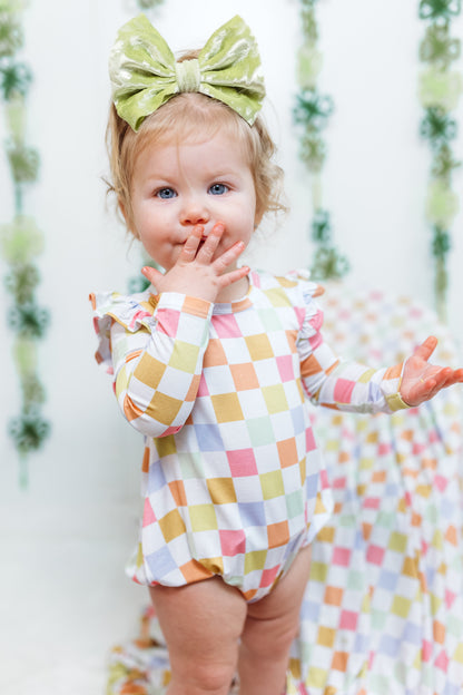 LUCKY CHARM CHECKS DREAM BUBBLE ROMPER