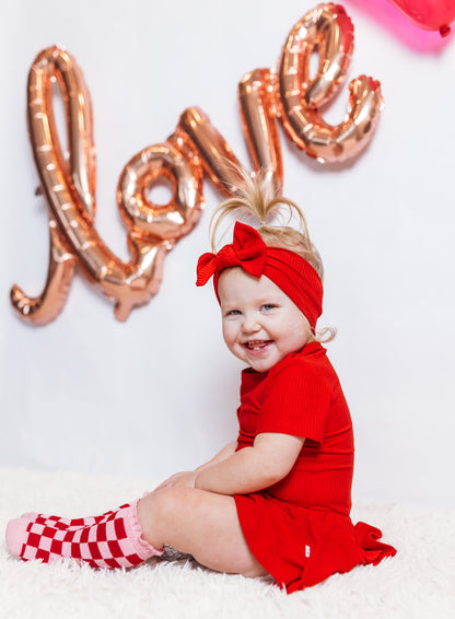 RED RIB DREAM BODYSUIT DRESS