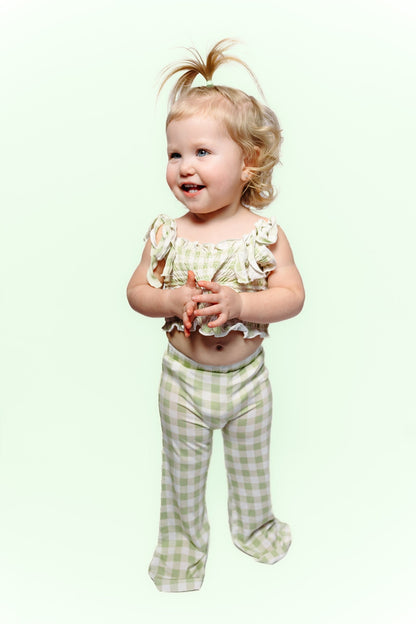 SAGE GINGHAM DREAM SMOCKED FLARE SET