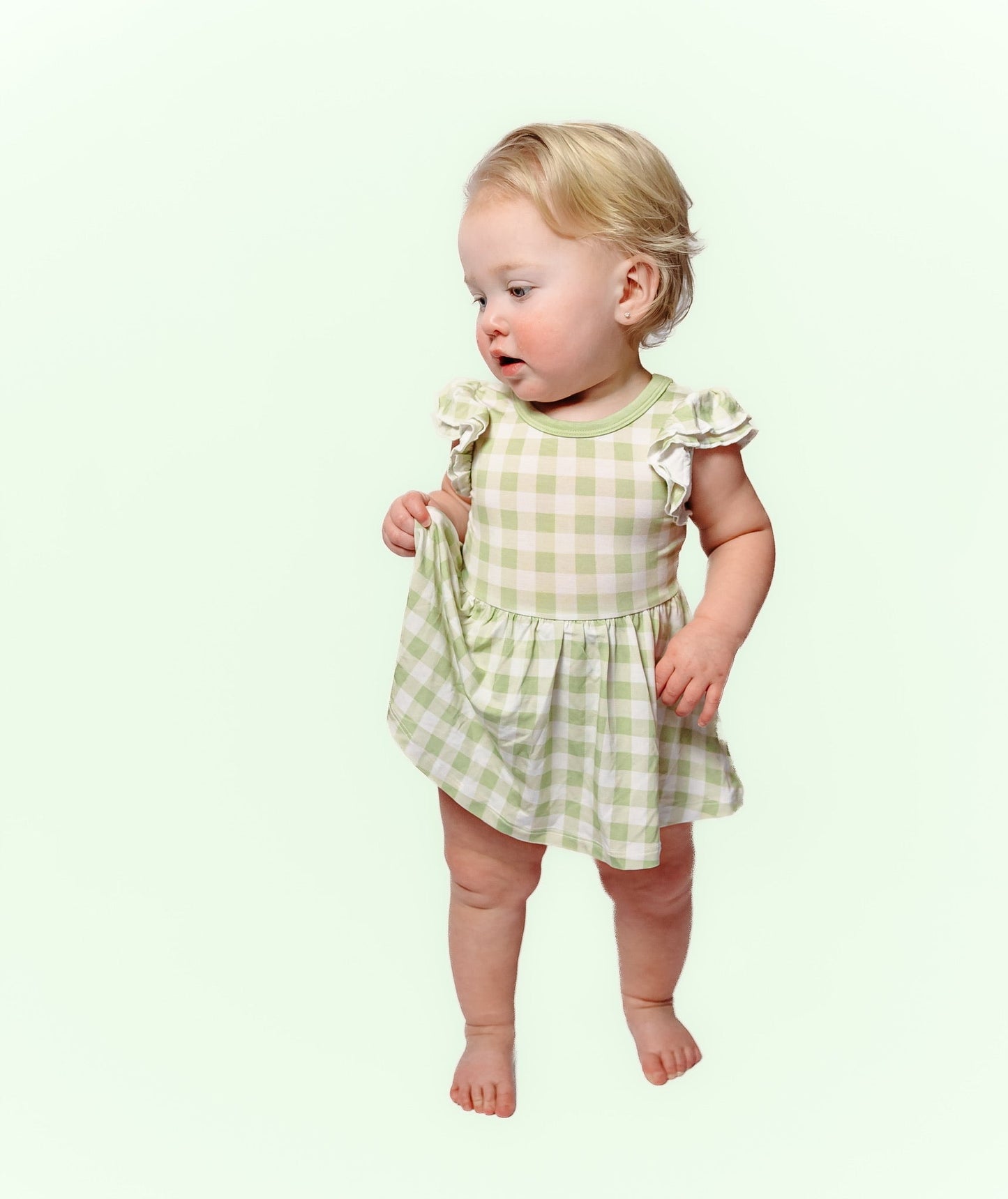 SAGE GINGHAM DREAM BODYSUIT DRESS