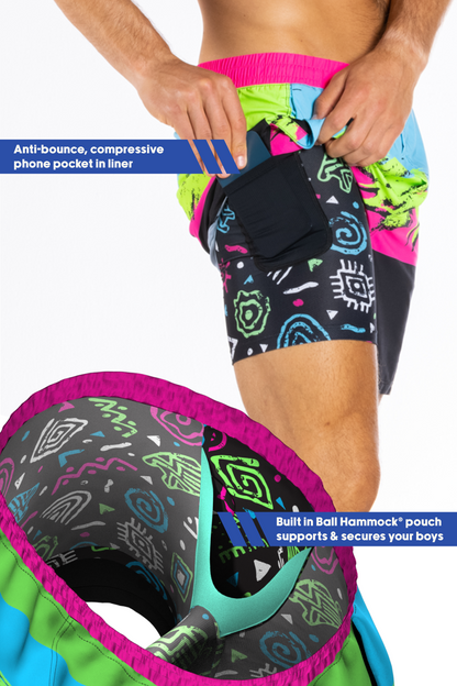 The Cherry Slushy | Neon Retro Ball Hammock® 9 Inch Athletic Shorts