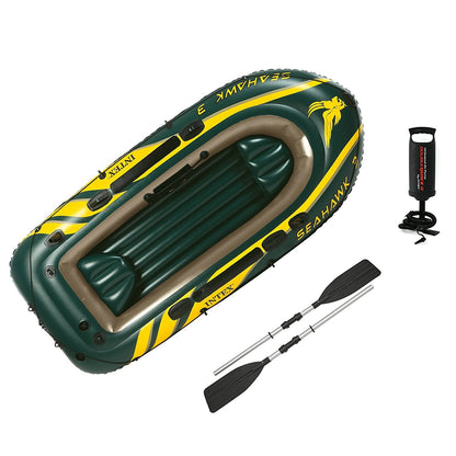 Intex 3 Person Boat Set w/ Aluminum Oars & Pump and Composite Boat Motor Mount