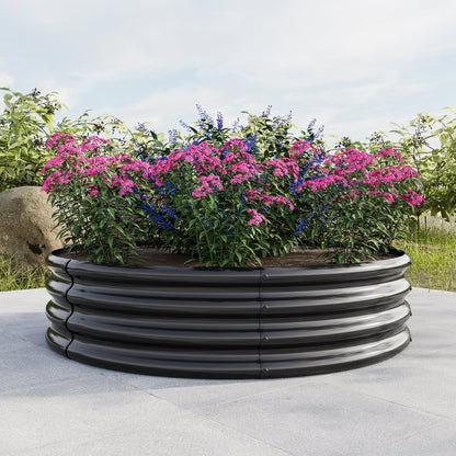 Round Metal Raised Garden Bed/Planter Box Ideal for Vegetables, Fruits, Flowers, and Herbs - Black