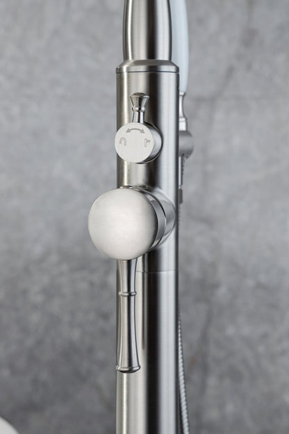 Freestanding Bathtub Faucet Tub Filler Free Standing Matte Black Tub Faucet Classic Brass Stand Alone Clawfoot Tub faucet Soaking Tub Fillers Floor Mount Tub Filler with handheld shower