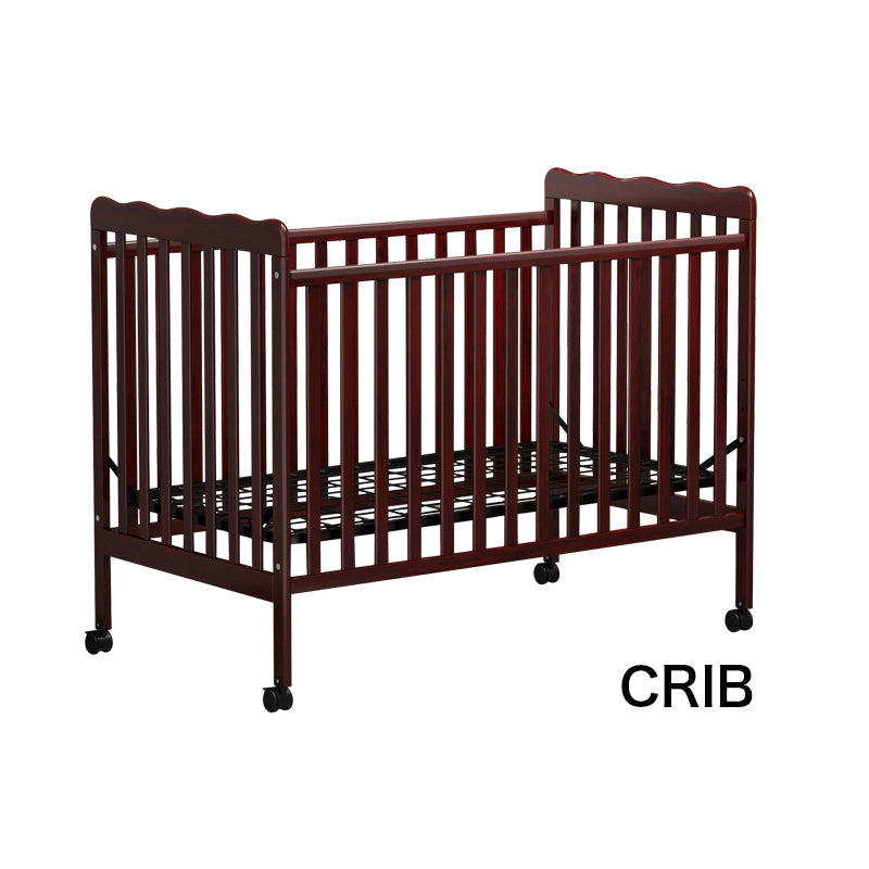 3-In-1 Convertible Crib In Espresso, Made Of Sustainable Pinewood, Non-Toxic Finish, Comes With Locking Wheels, Wooden Nursery Furniture
