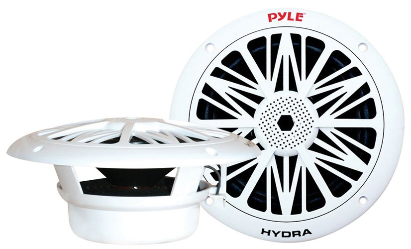 Pyle 8 Inch Poly Carbon 300 Watt 2-Way Waterproof Boat Speakers, 2 Pack, White