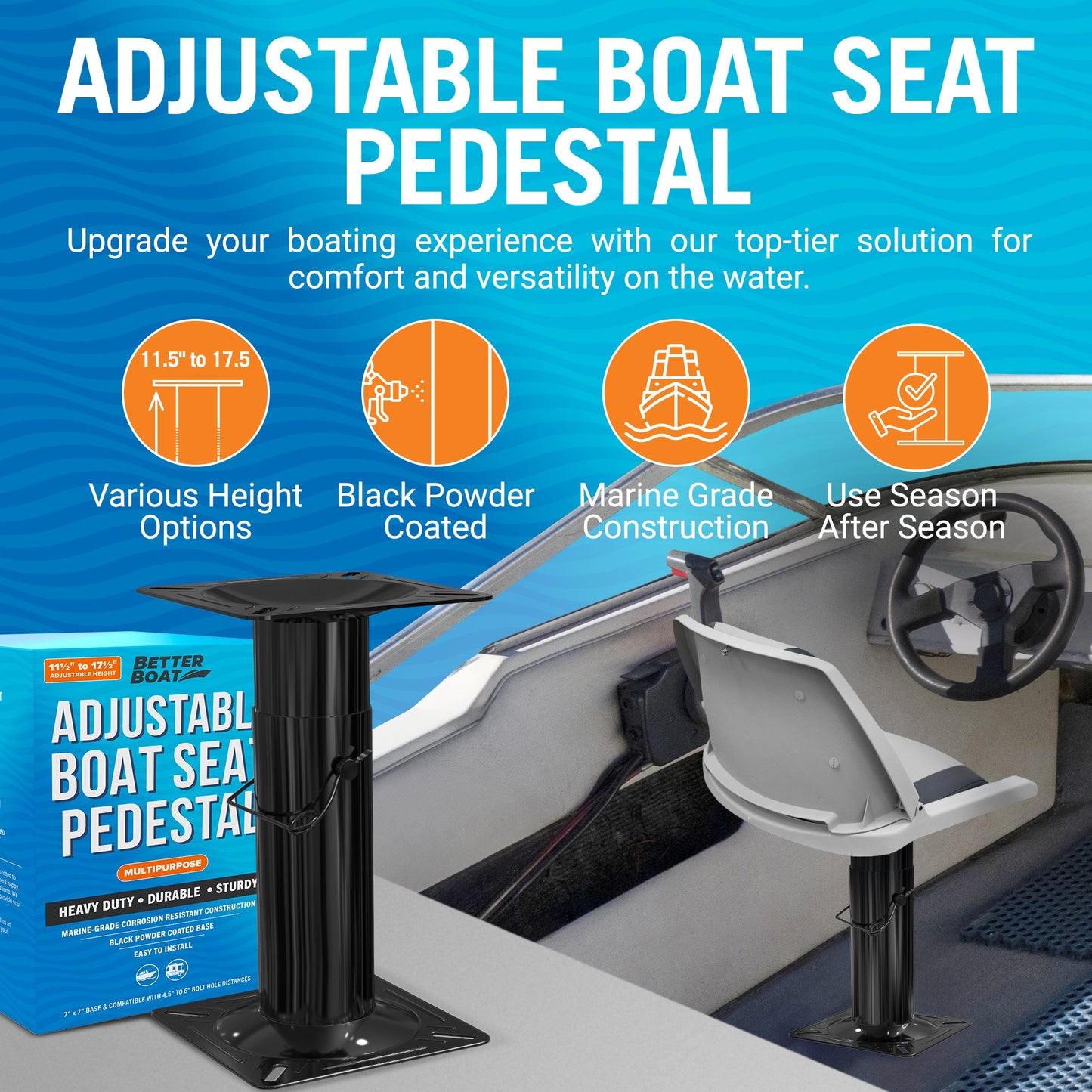 Adjustable Boat Seat Pedestal Mount